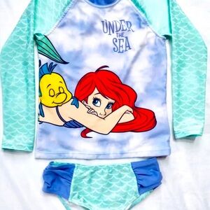 🧜‍♀️ Ariel Little Mermaid Long Sleeve Top & Bottom Set Sz 5t Disney